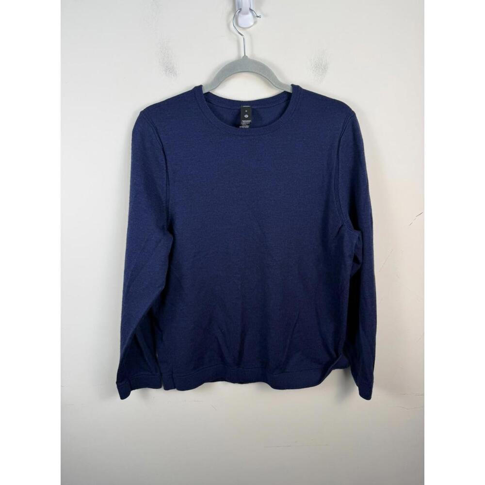 Lululemon Merino Wool Blend‎ Sweater New Venture Crewneck Navy Blue Medium